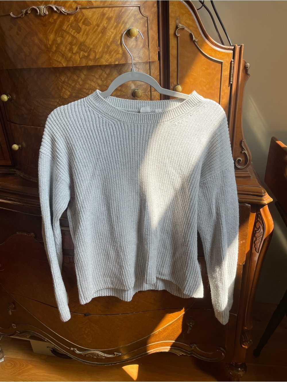 GAP Light Gray Ribbed Crewneck Sweater